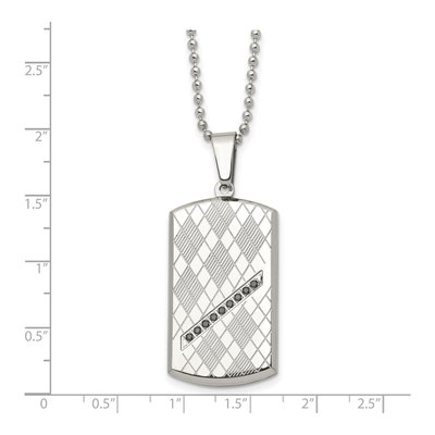 Stainless Steel CZ Dog Tag Pendant Necklace – view 6
