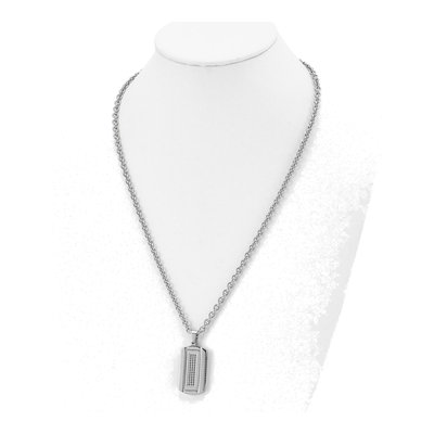 Black Stainless Steel CZ Dog Tag Pendant Necklace – view 5