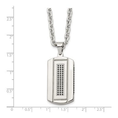 Black Stainless Steel CZ Dog Tag Pendant Necklace – view 6