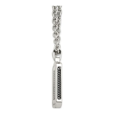 Black Stainless Steel CZ Dog Tag Pendant Necklace – view 7