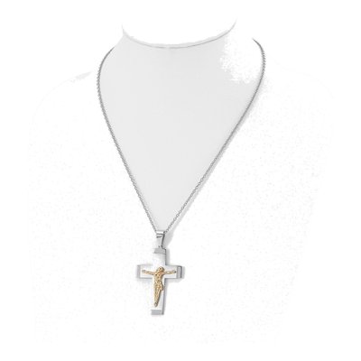 Stainless Steel Crucifix Curb Pendant Necklace – view 5