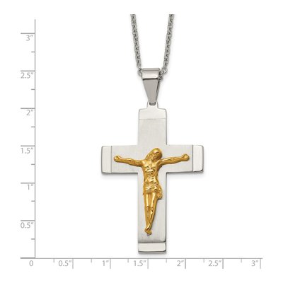 Stainless Steel Crucifix Curb Pendant Necklace – view 6