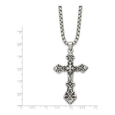 Stainless Steel Antiqued Cross Pendant Necklace – view 4