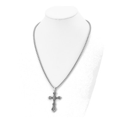 Stainless Steel Antiqued Cross Pendant Necklace – view 5