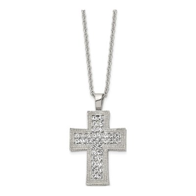 Stainless Steel Crystal Cross Pendant Necklace – view 4