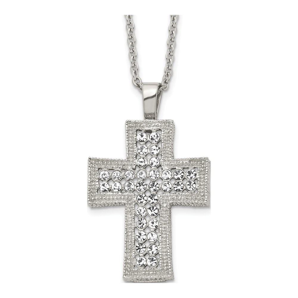 Stainless Steel Crystal Cross Pendant Necklace