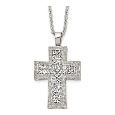Stainless Steel Crystal Cross Pendant Necklace