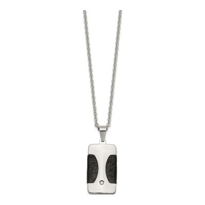 Stainless Steel CZ Dog Tag Pendant Necklace – view 4