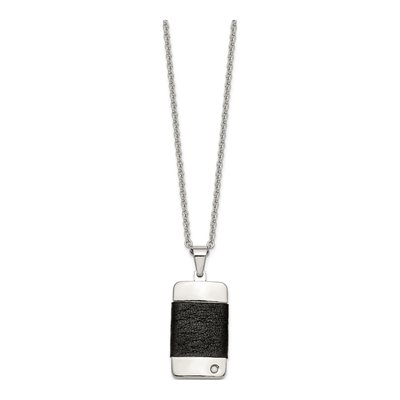 Stainless Steel CZ Dog Tag Pendant Necklace – view 5