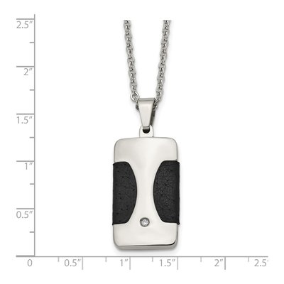 Stainless Steel CZ Dog Tag Pendant Necklace – view 7