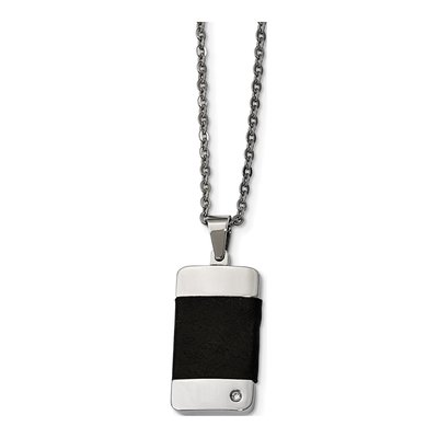 Stainless Steel CZ Dog Tag Pendant Necklace – view 8