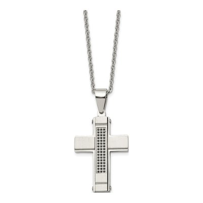 Stainless Steel CZ Cross Pendant Necklace – view 4