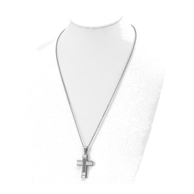 Stainless Steel CZ Cross Pendant Necklace – view 5