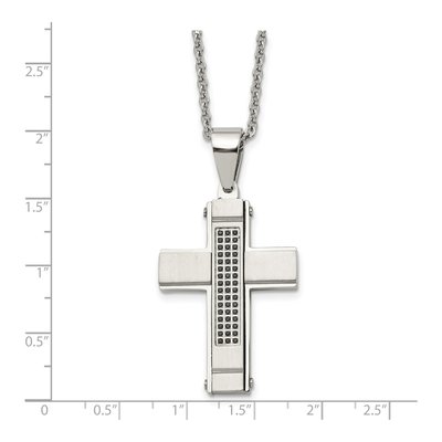 Stainless Steel CZ Cross Pendant Necklace – view 6