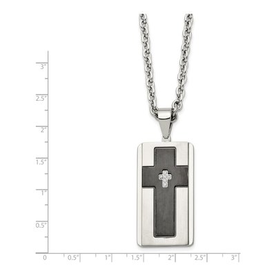 Black Stainless Steel CZ Cross Pendant Necklace – view 4
