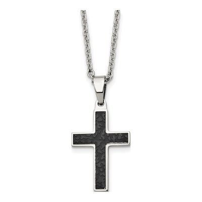 Black Stainless Steel Cross Pendant Necklace
