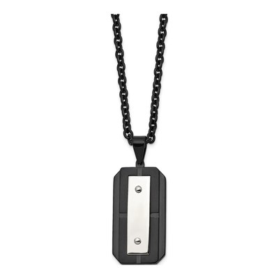 Black Stainless Steel Black Dog Tag Pendant Necklace – view 4
