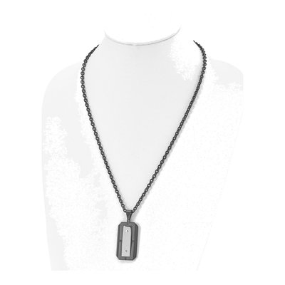Black Stainless Steel Black Dog Tag Pendant Necklace – view 5