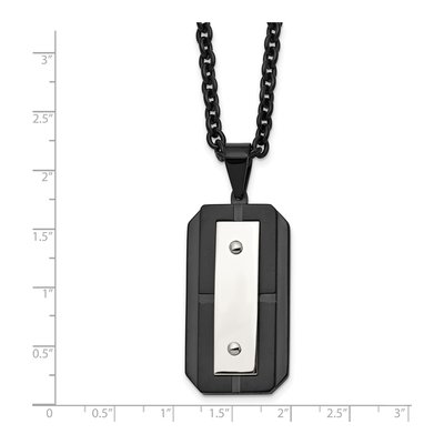 Black Stainless Steel Black Dog Tag Pendant Necklace – view 6