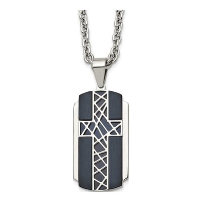 Black Stainless Steel Cross Pendant Necklace