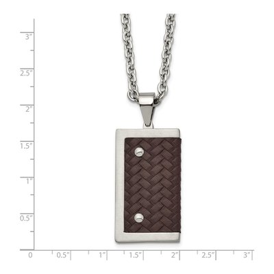 Stainless Steel Leather Dog Tag Pendant Necklace – view 6