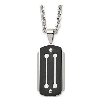 Black Stainless Steel Dog Tag Pendant Necklace