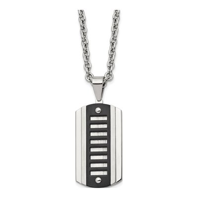 Black Stainless Steel Dog Tag Pendant Necklace