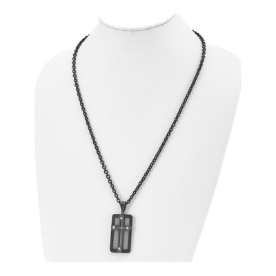 Black Stainless Steel Cross Pendant Necklace – view 5