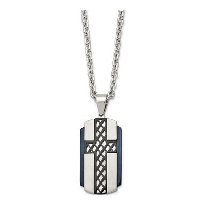 Black Stainless Steel Cross Pendant Necklace – view 4