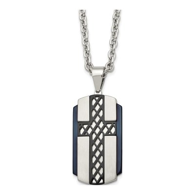 Black Stainless Steel Cross Pendant Necklace