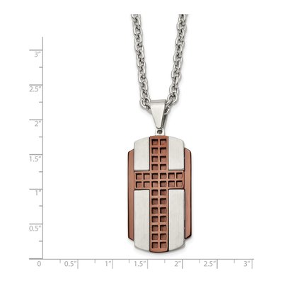Stainless Steel Brown IP Cross Pendant Necklace – view 4