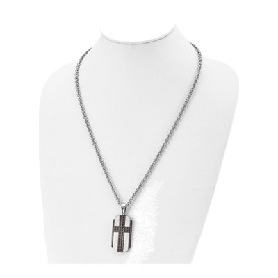 Stainless Steel Brown IP Cross Pendant Necklace – view 5