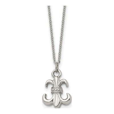 Stainless Steel Fleur de Lis Pendant Necklace