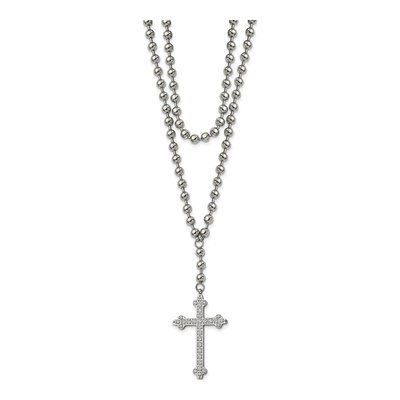 Stainless Steel Crystal Cross Pendant Necklace – view 3