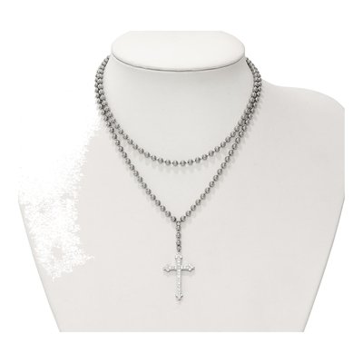 Stainless Steel Crystal Cross Pendant Necklace – view 4