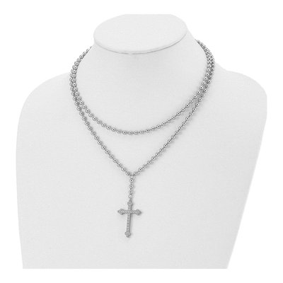Stainless Steel Crystal Cross Pendant Necklace – view 6
