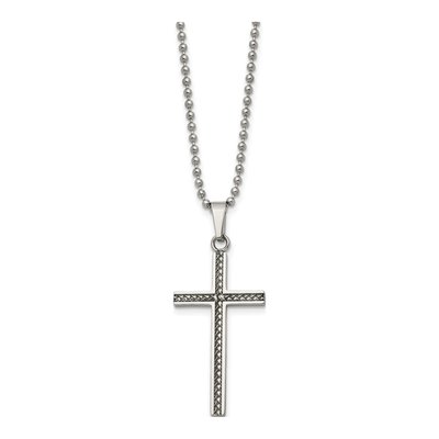 Stainless Steel Braided Cross Pendant Necklace – view 4
