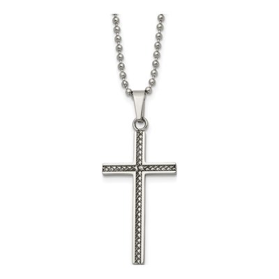 Stainless Steel Braided Cross Pendant Necklace