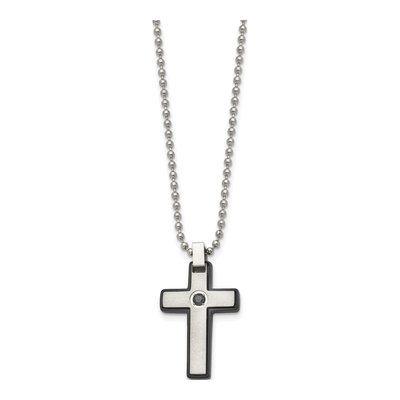 Black Stainless Steel CZ Cross Pendant Necklace – view 4