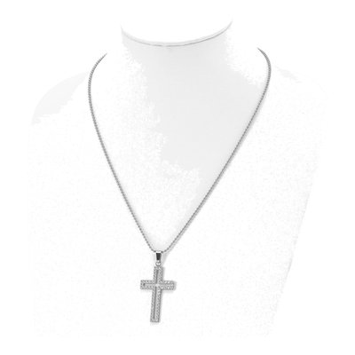 Stainless Steel CZ Cutout Cross Pendant Necklace – view 5