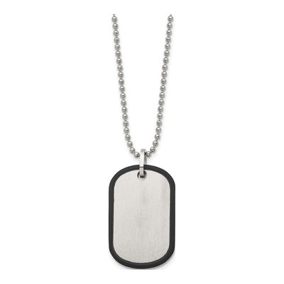 Black Stainless Steel Black Dog Tag Pendant Necklace – view 4