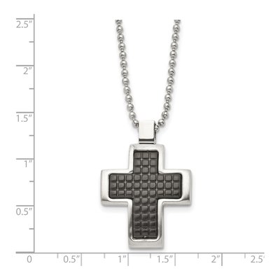Black Stainless Steel Cross Pendant Necklace – view 6