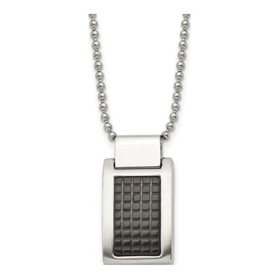 Black Stainless Steel Dog Tag Pendant Necklace