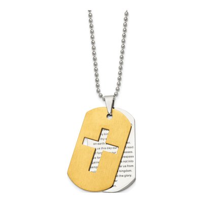 Stainless Steel Prayer Cross Dog Tag Pendant Necklace – view 4