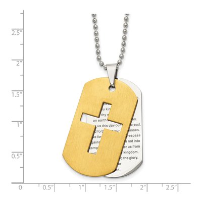 Stainless Steel Prayer Cross Dog Tag Pendant Necklace – view 6