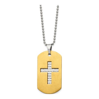 Stainless Steel Prayer Cross Dog Tag Pendant Necklace – view 7