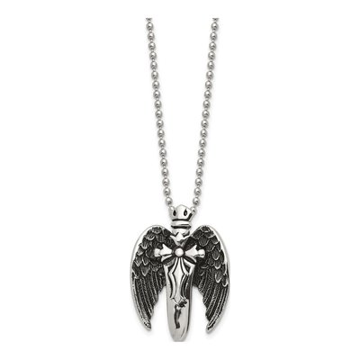 Stainless Steel Winged Sword Pendant Necklace – view 3