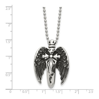 Stainless Steel Winged Sword Pendant Necklace – view 6