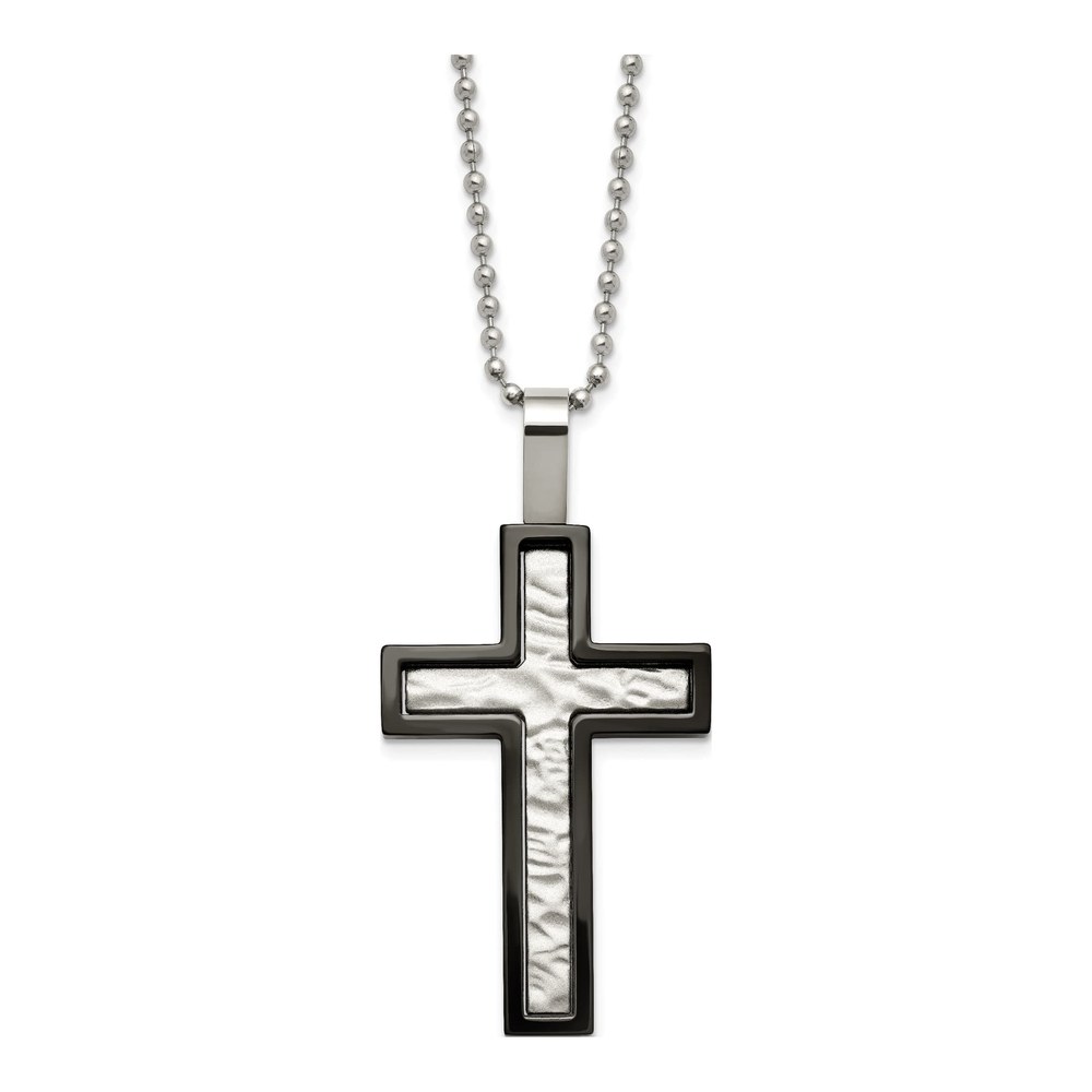 Black Stainless Steel Cross Pendant Necklace