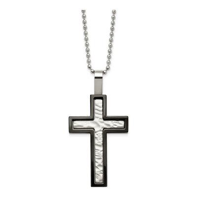 Black Stainless Steel Cross Pendant Necklace